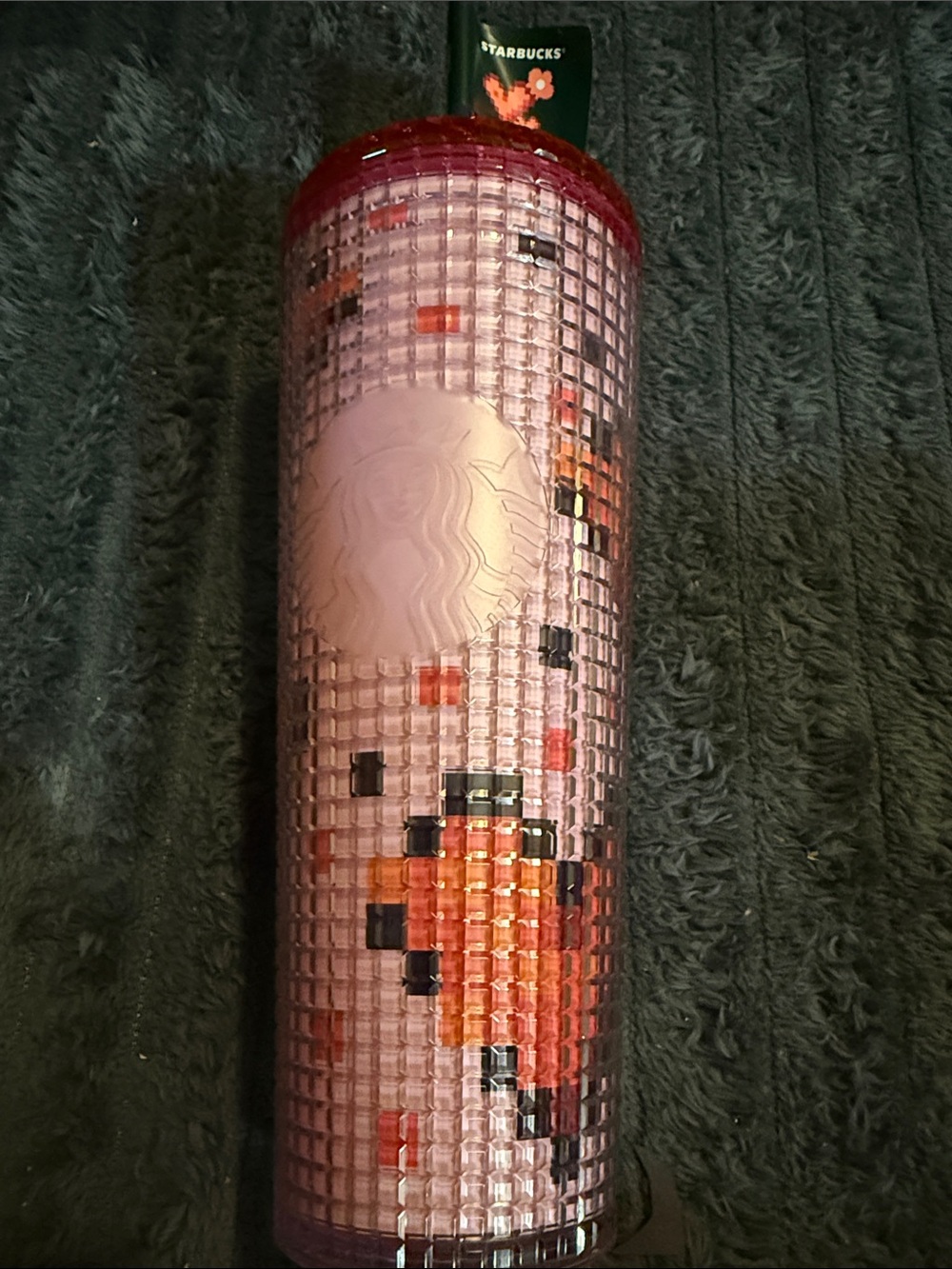NEW 2025 Starbucks Valentine's Day FLOWERS & PIXEL HEART 24oz Tumbler & TOPPER
